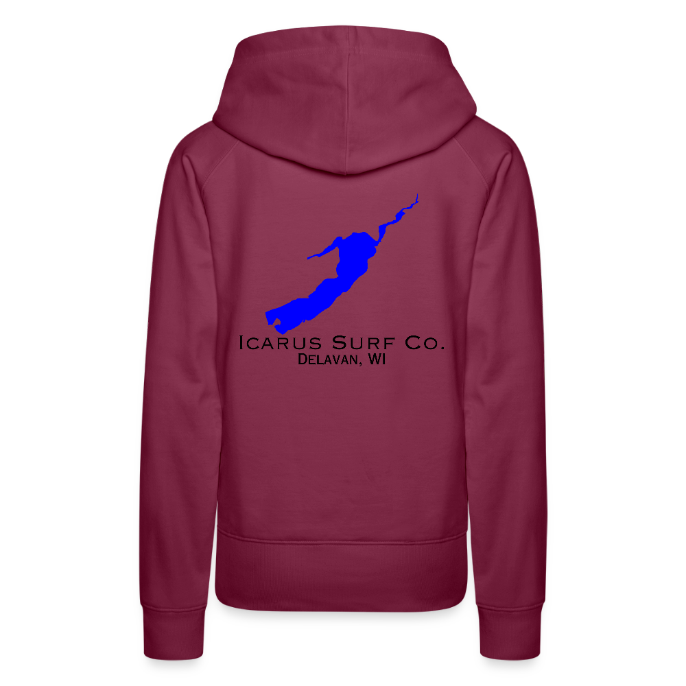 Icarus Surf Co. "Delavan, WI" Women’s Premium Hoodie - burgundy