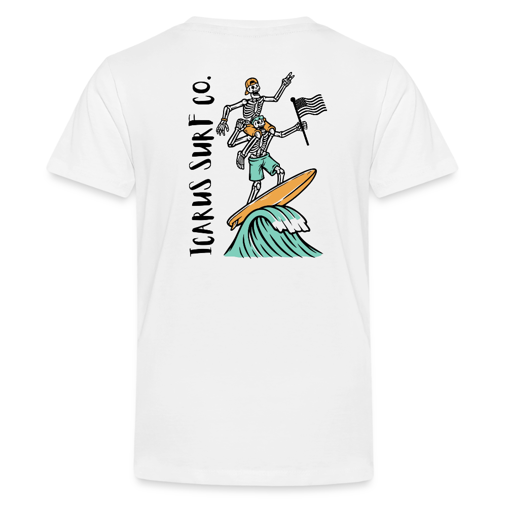 Icarus Surf Co. "Surfing Skellys" Kids' Premium T-Shirt - white