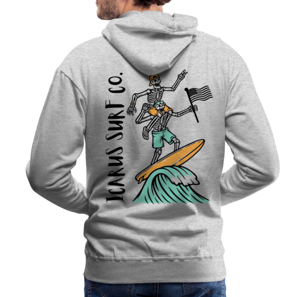 Icarus Surf Co. Surfing Skeletons Men’s Premium Hoodie - heather grey