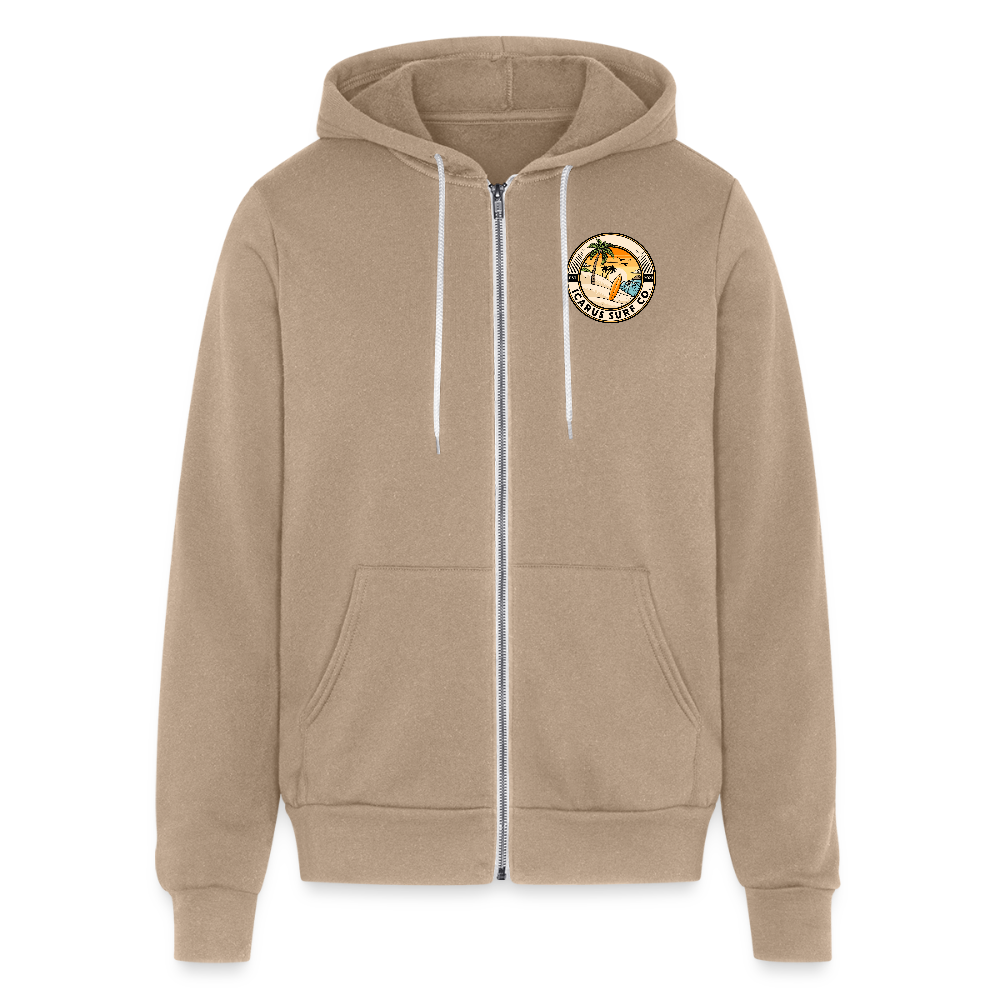 “Coastal Blossom” Zip-Up Hoodie - tan