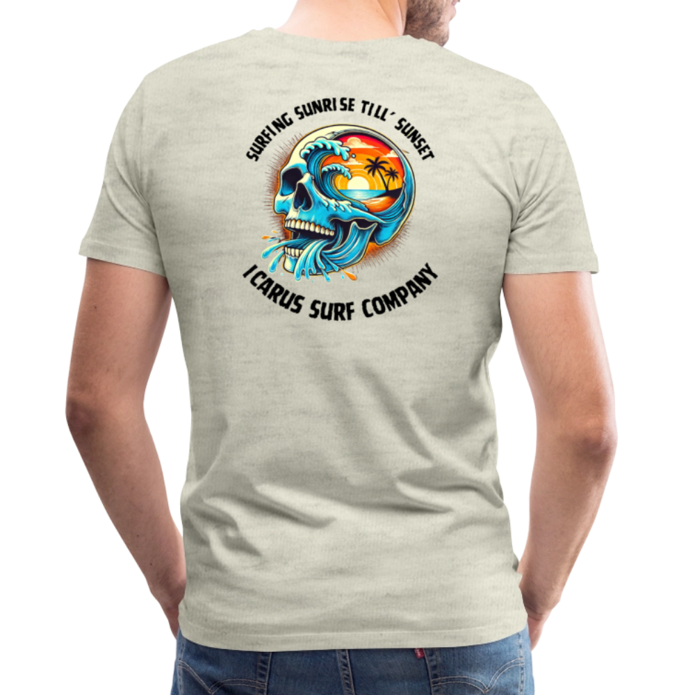 Icarus Surf Co. "Sunrise til' Sunset" Men's Premium T-Shirt - heather oatmeal