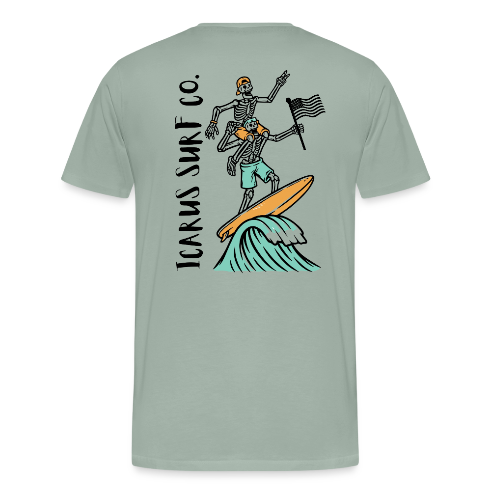Icarus Surf Co. "Surfin' Skellys" Men's Premium T-Shirt - steel green