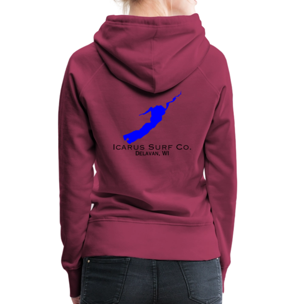 Icarus Surf Co. "Delavan, WI" Women’s Premium Hoodie - burgundy