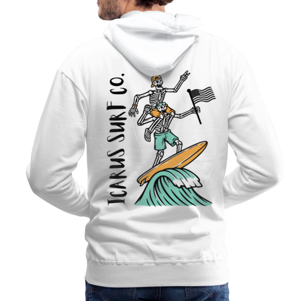 Icarus Surf Co. Surfing Skeletons Men’s Premium Hoodie - white