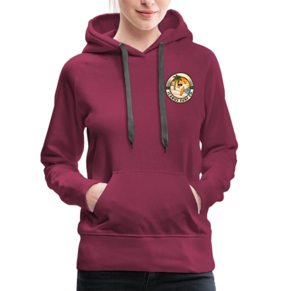 Icarus Surf Co. "Hibiscus Flower" Women’s Premium Hoodie - burgundy