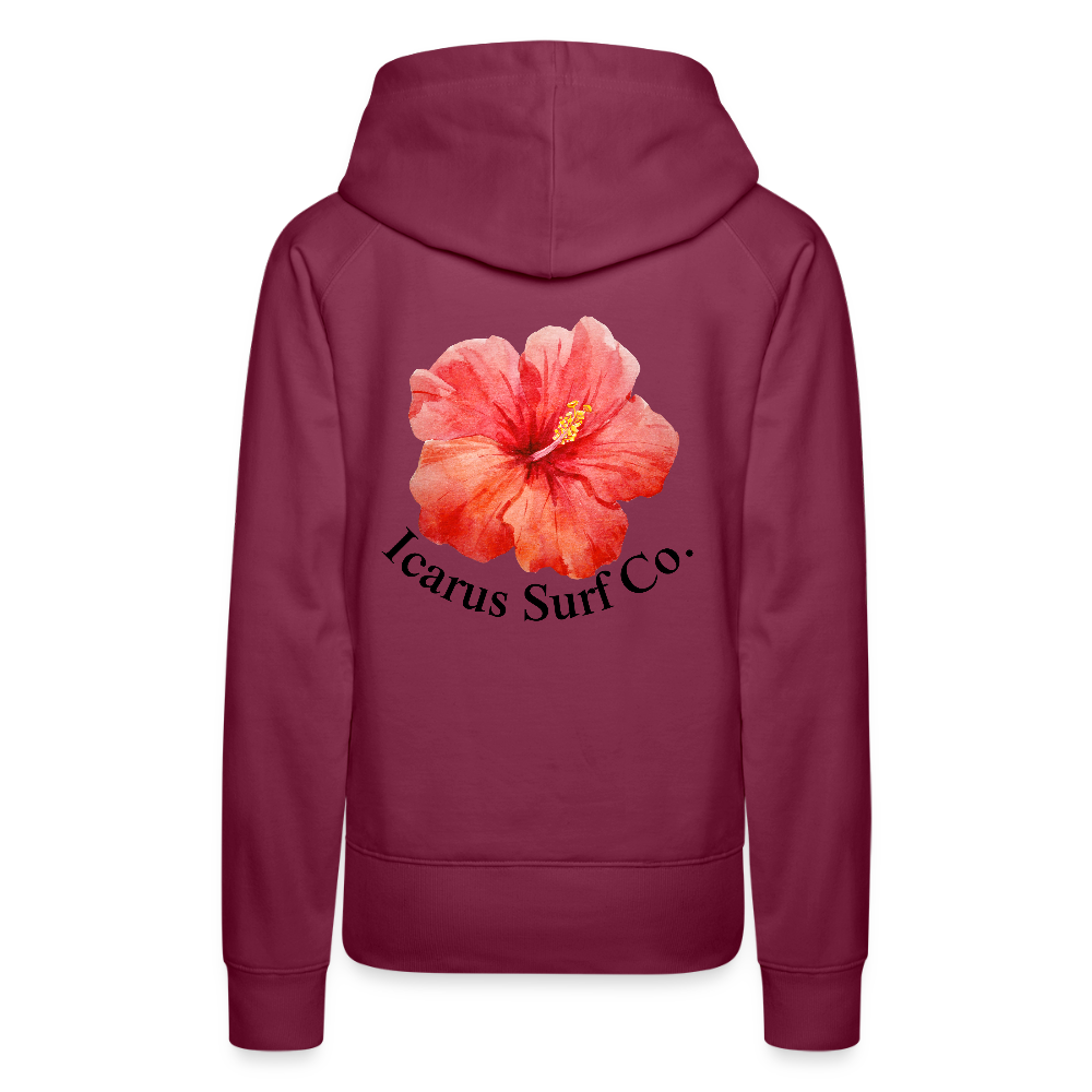 Icarus Surf Co. "Hibiscus Flower" Women’s Premium Hoodie - burgundy