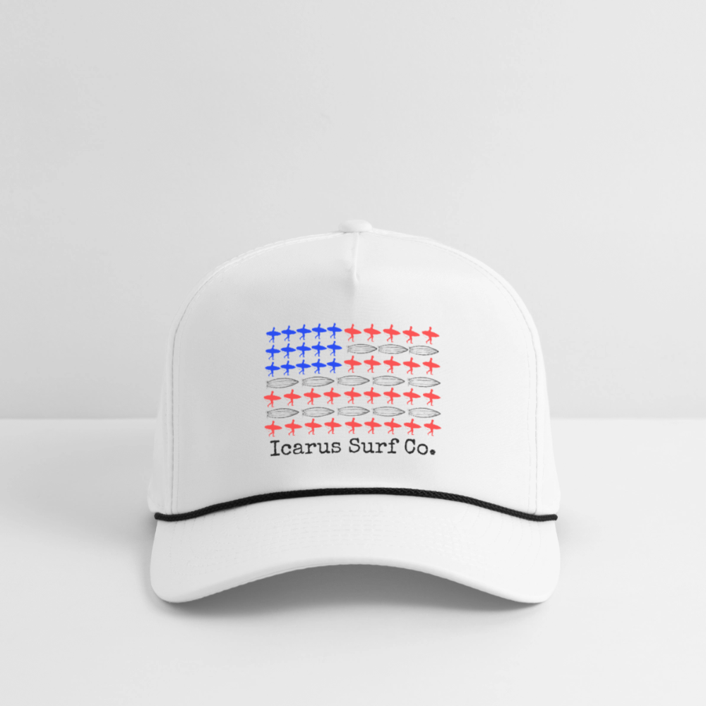 Icarus Surf Co. Red White and Blue Rope Hat - white/black