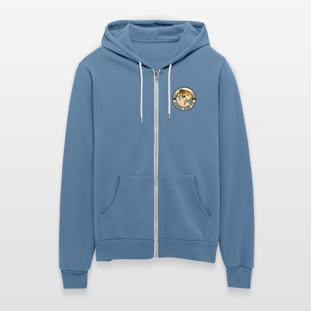 “Coastal Blossom” Zip-Up Hoodie - steel blue