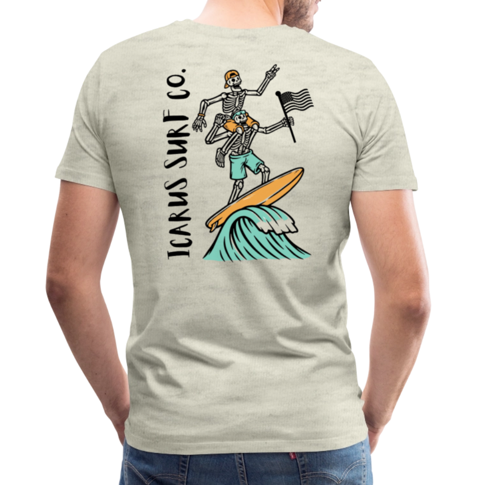Icarus Surf Co. "Surfin' Skellys" Men's Premium T-Shirt - heather oatmeal