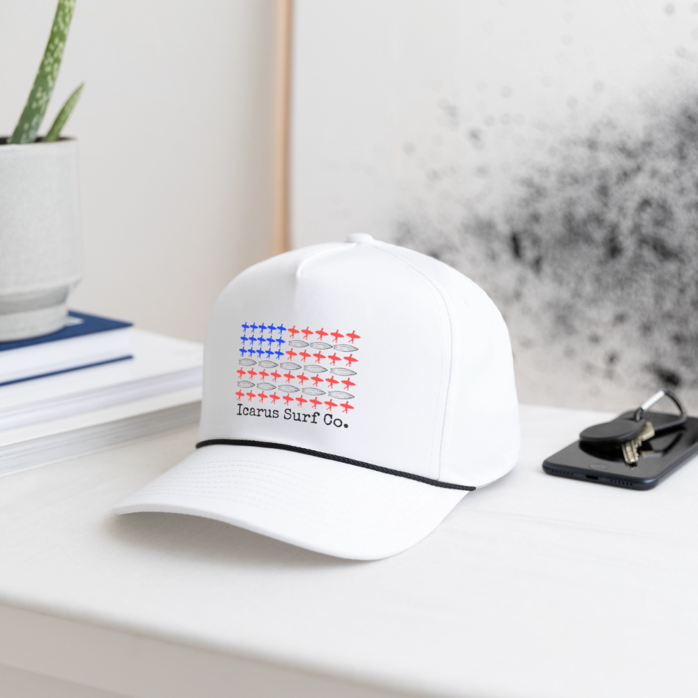 Icarus Surf Co. Red White and Blue Rope Hat - white/black