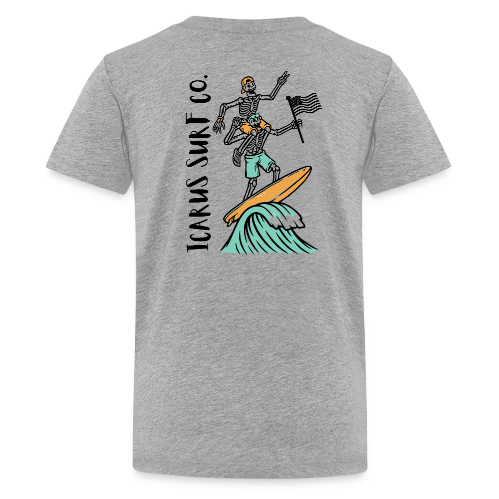 Icarus Surf Co. "Surfing Skellys" Kids' Premium T-Shirt - heather gray