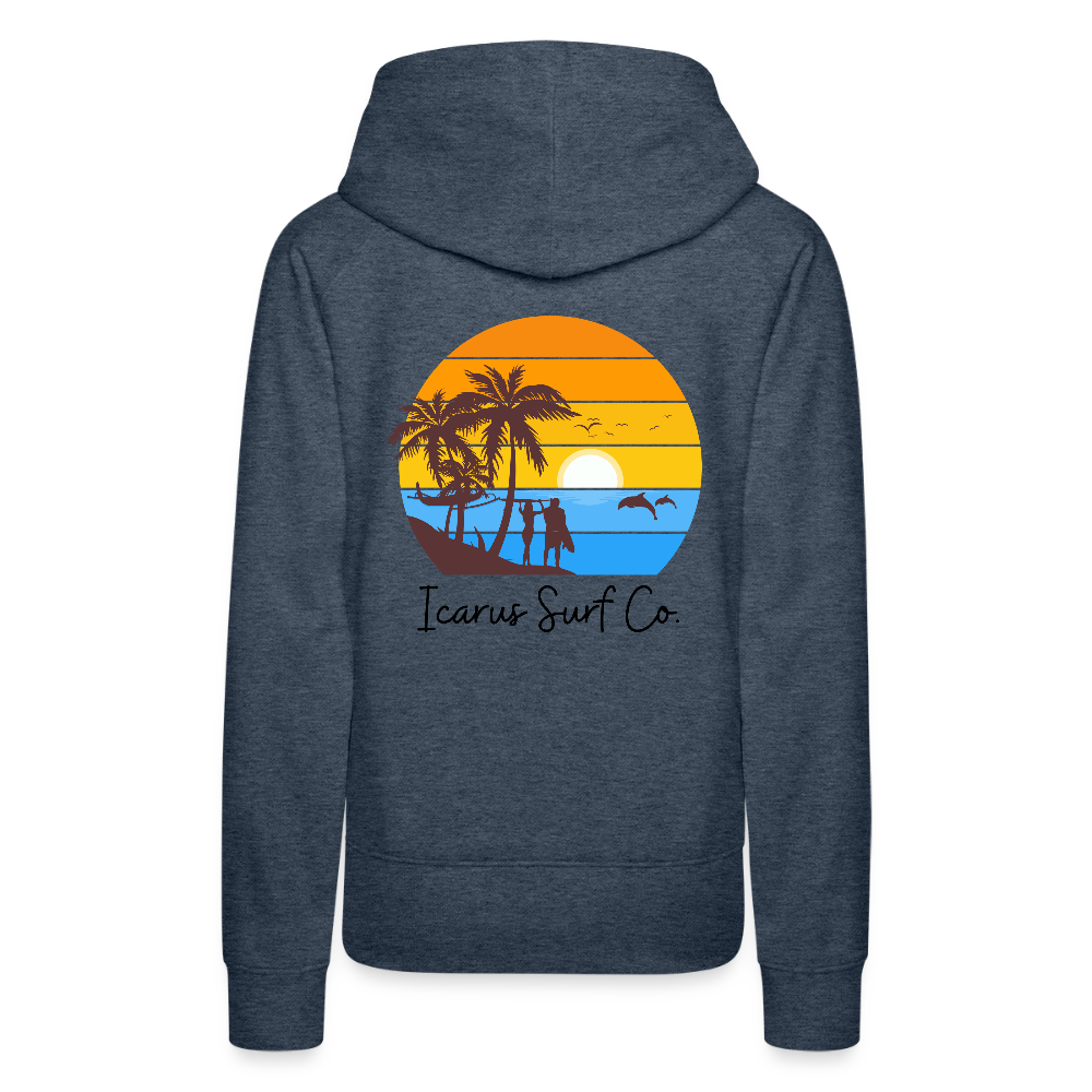 Icarus Surf Co. "Ocean Lines" Women’s Premium Hoodie - heather denim
