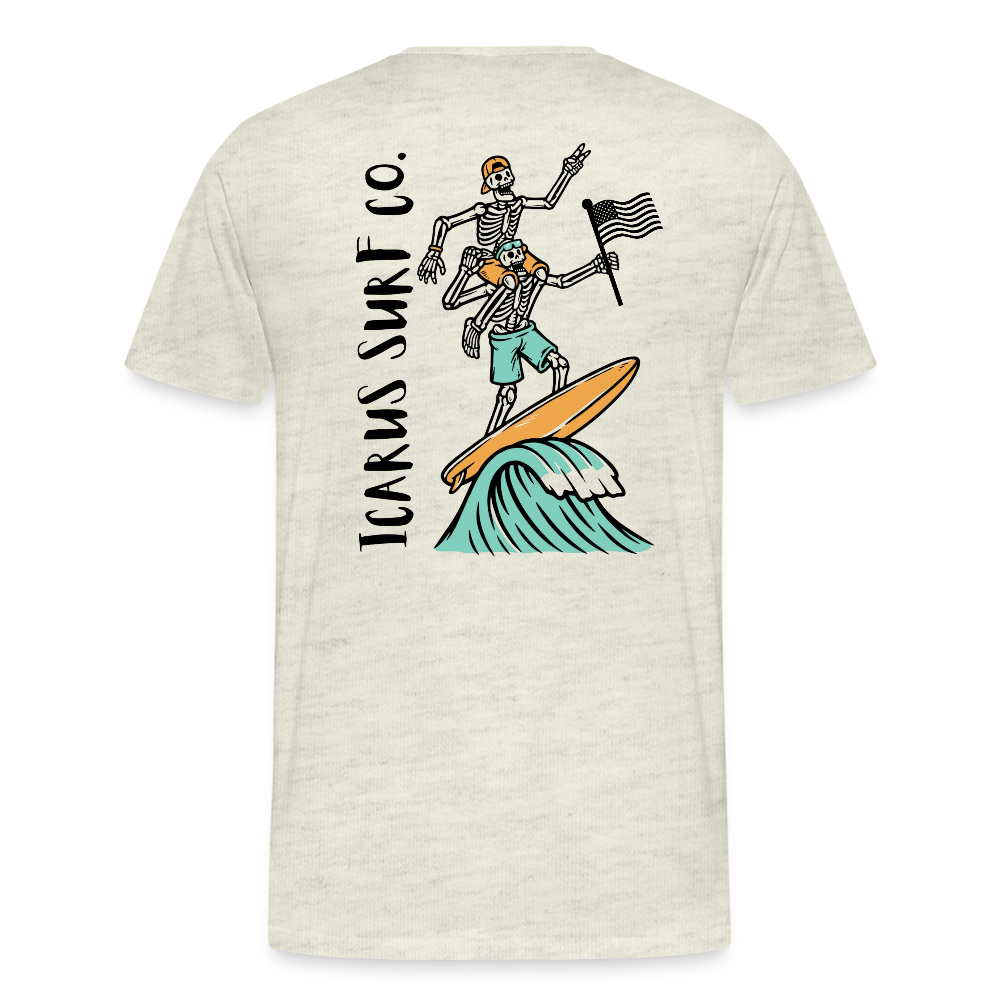 Icarus Surf Co. "Surfin' Skellys" Men's Premium T-Shirt - heather oatmeal