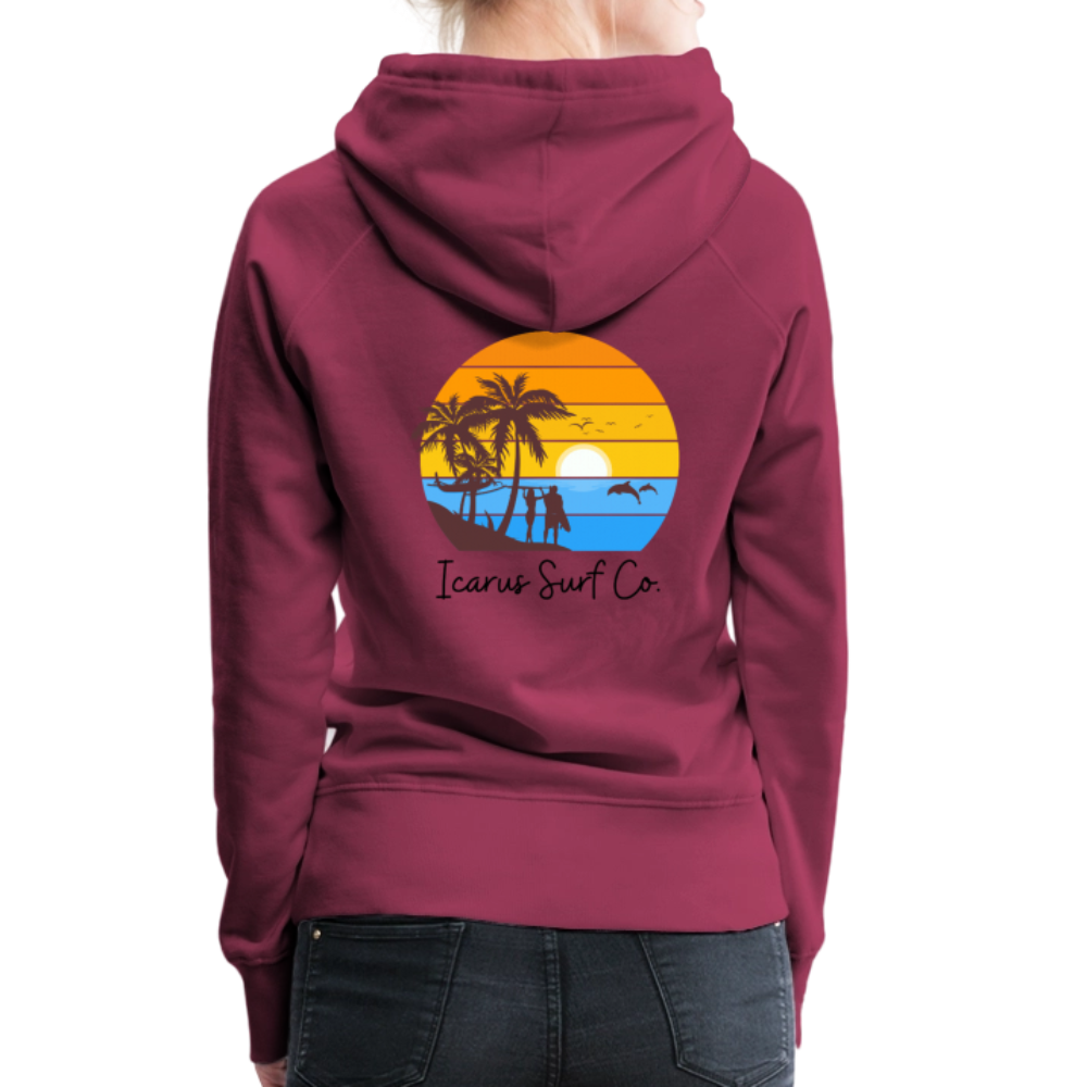 Icarus Surf Co. "Ocean Lines" Women’s Premium Hoodie - burgundy