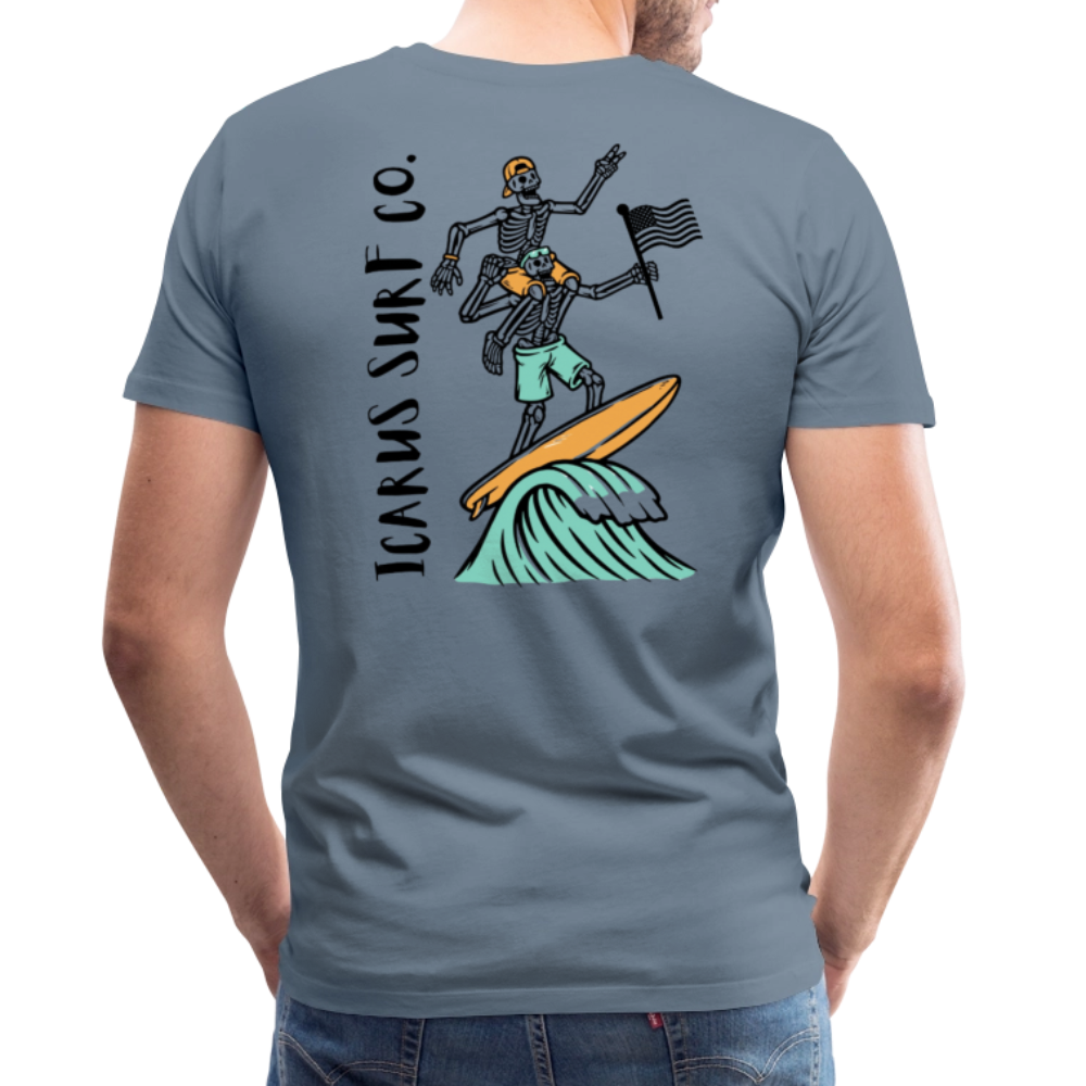 Icarus Surf Co. "Surfin' Skellys" Men's Premium T-Shirt - steel blue