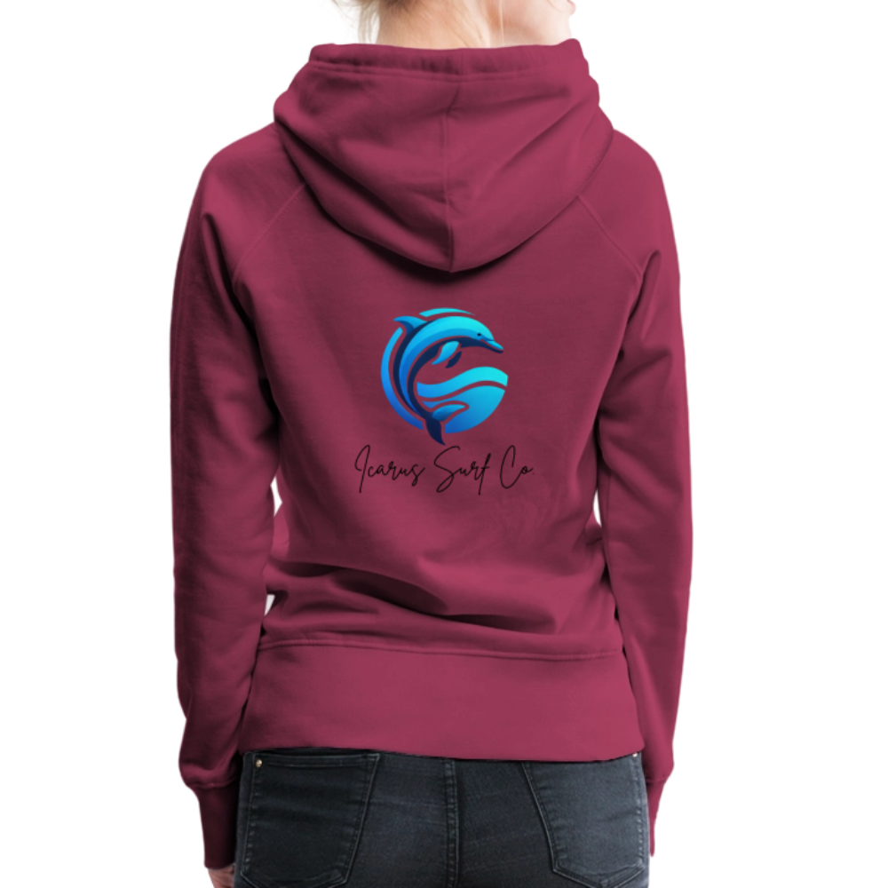 Icarus Surf Co. "Dolphin" Women’s Premium Hoodie - burgundy