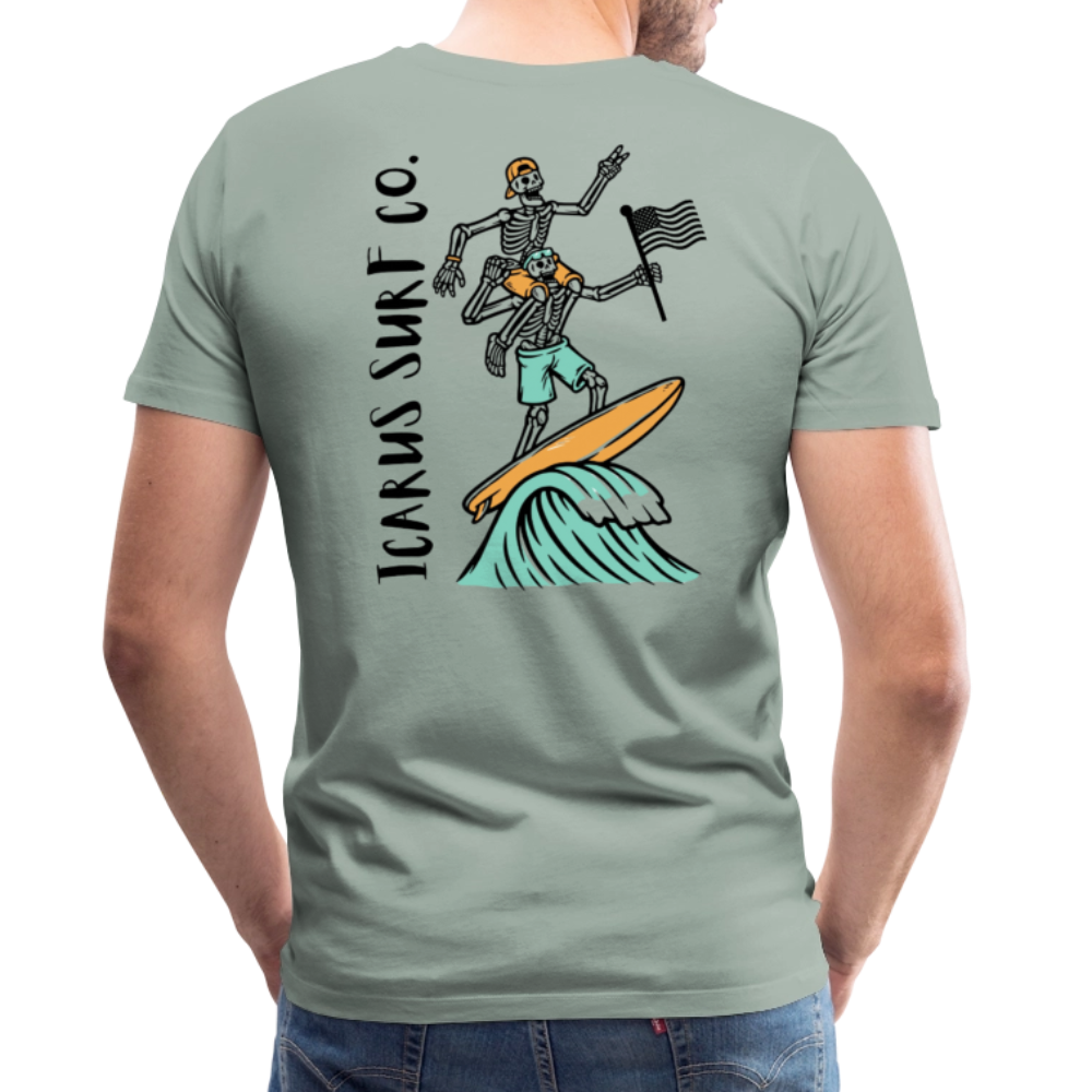 Icarus Surf Co. "Surfin' Skellys" Men's Premium T-Shirt - steel green