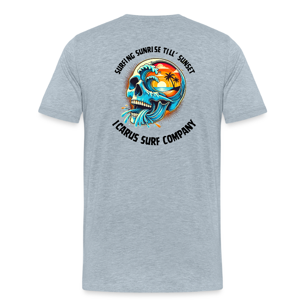 Icarus Surf Co. "Sunrise til' Sunset" Men's Premium T-Shirt - heather ice blue