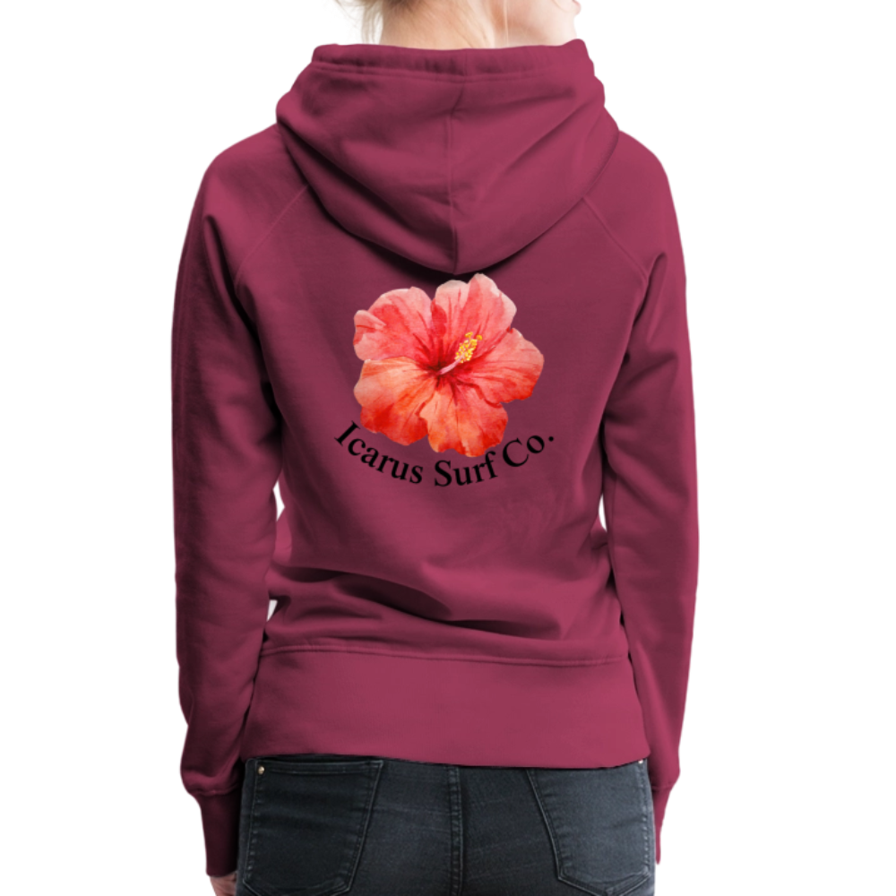 Icarus Surf Co. "Hibiscus Flower" Women’s Premium Hoodie - burgundy