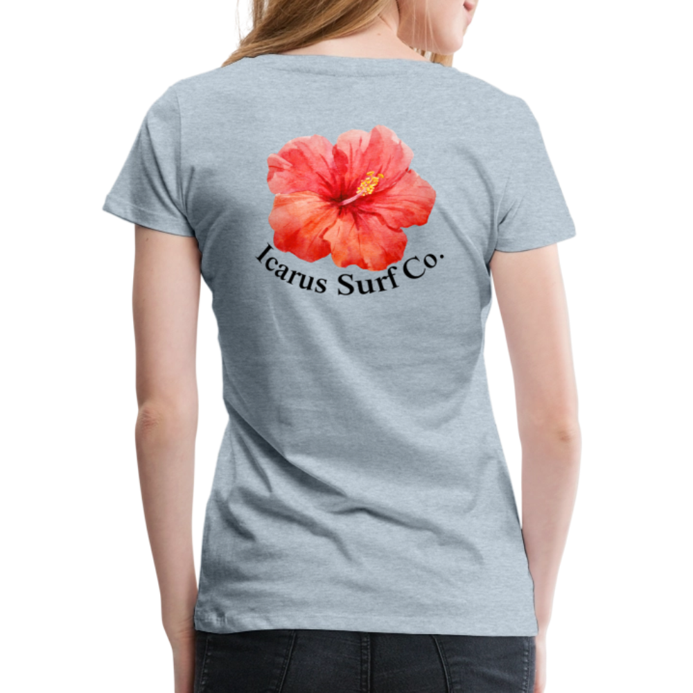 Icarus Surf Co. "Hibiscus" Women’s Premium T-Shirt - heather ice blue