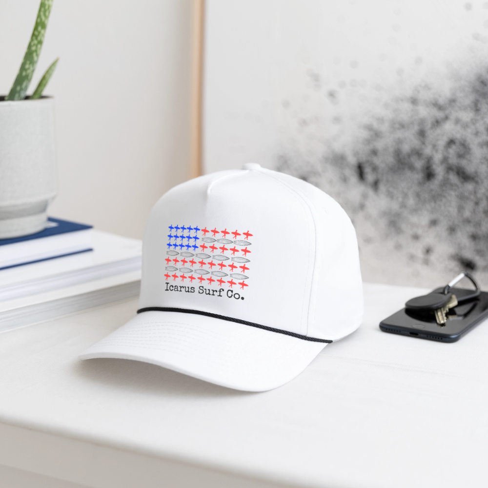 "United By Waves" Moisture Wicking Performance Rope Hat - white/black