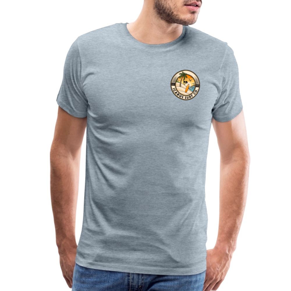 Icarus Surf Co. "Surfin' Skellys" Men's Premium T-Shirt - heather ice blue