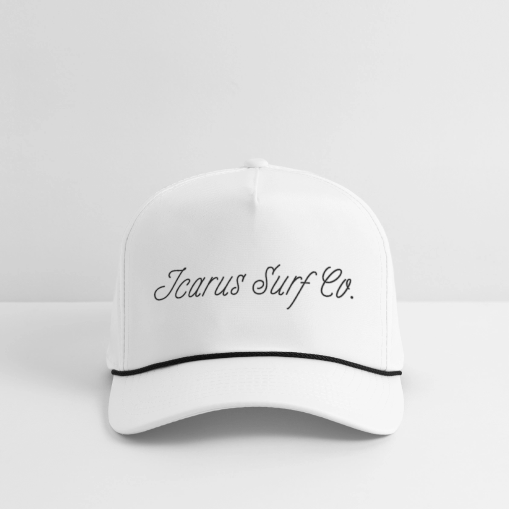 Icarus Surf Co. Cursive Rope Cap White - white/black