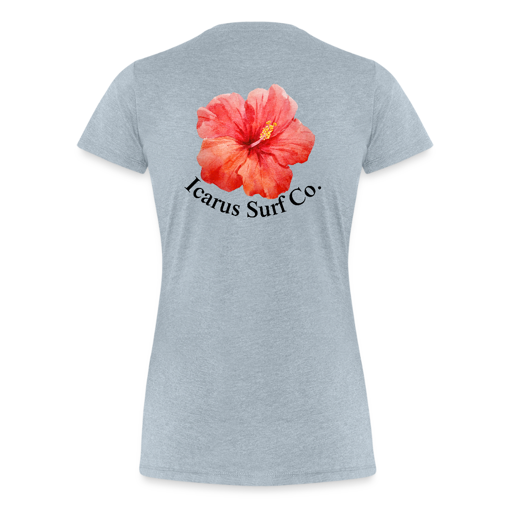 Icarus Surf Co. "Hibiscus" Women’s Premium T-Shirt - heather ice blue