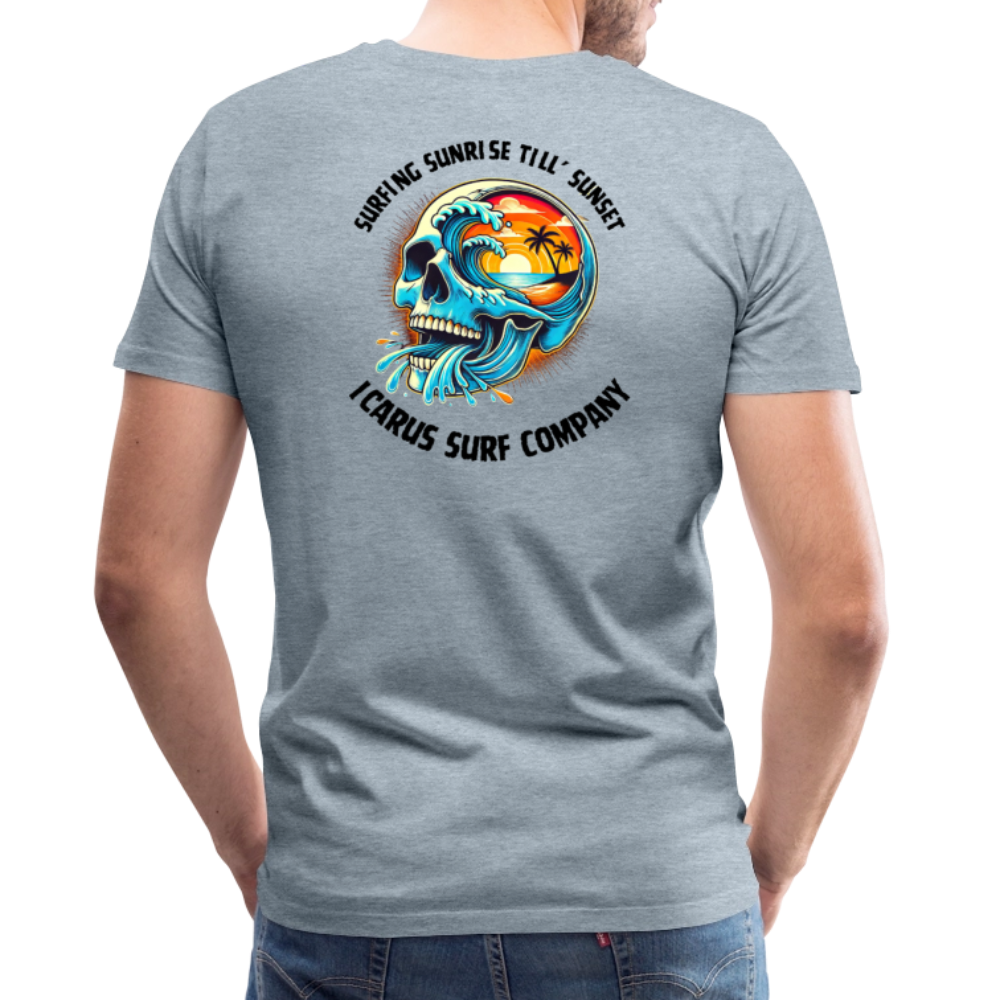 Icarus Surf Co. "Sunrise til' Sunset" Men's Premium T-Shirt - heather ice blue