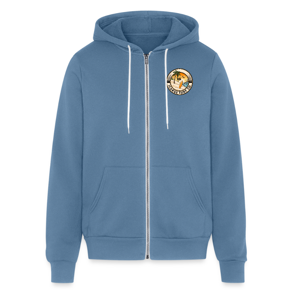 “Coastal Blossom” Zip-Up Hoodie - steel blue