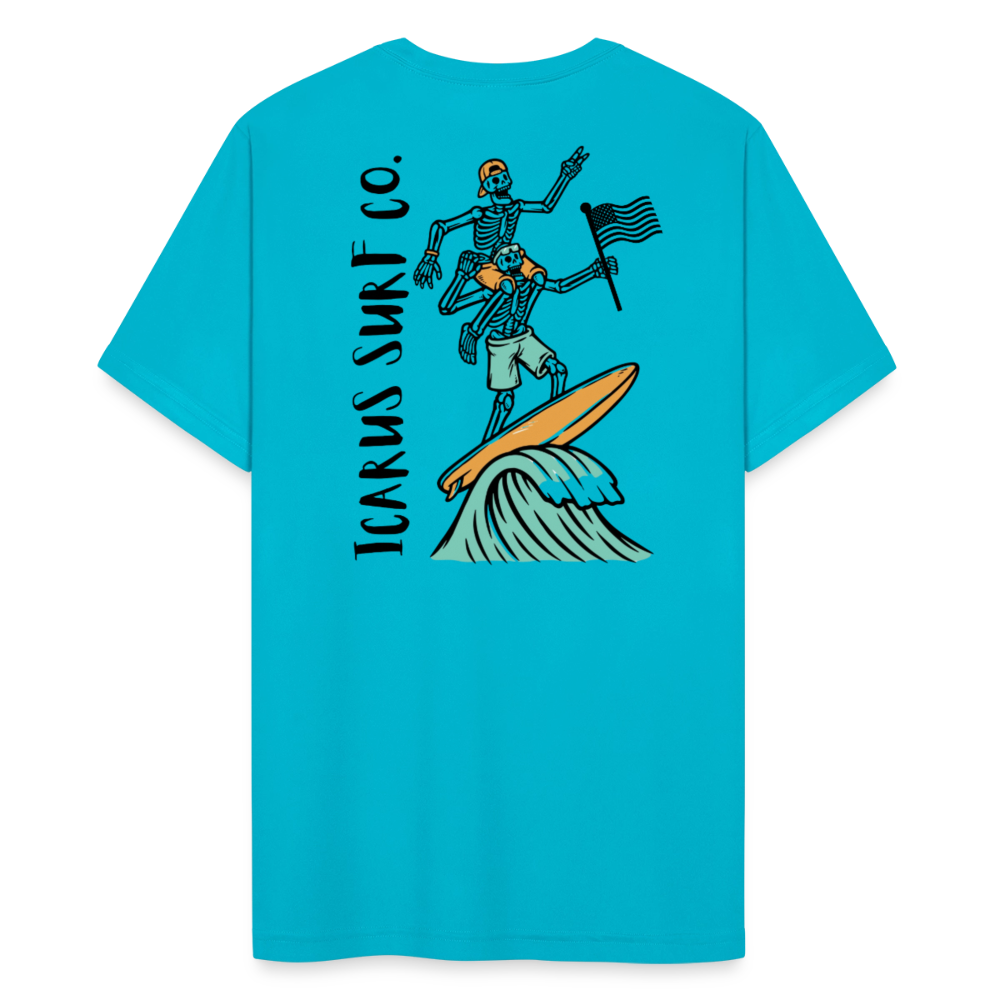 "Surfing Skellys" Performance T-Shirt - turquoise