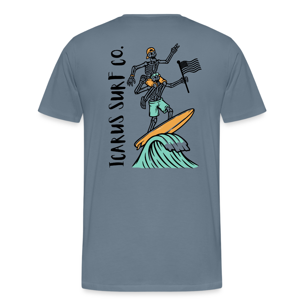 Icarus Surf Co. "Surfin' Skellys" Men's Premium T-Shirt - steel blue