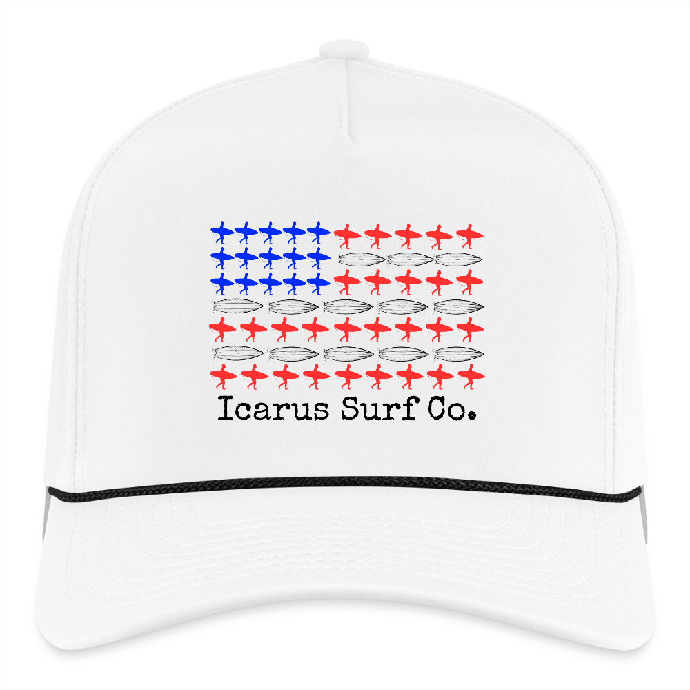 Icarus Surf Co. Red White and Blue Rope Hat - white/black
