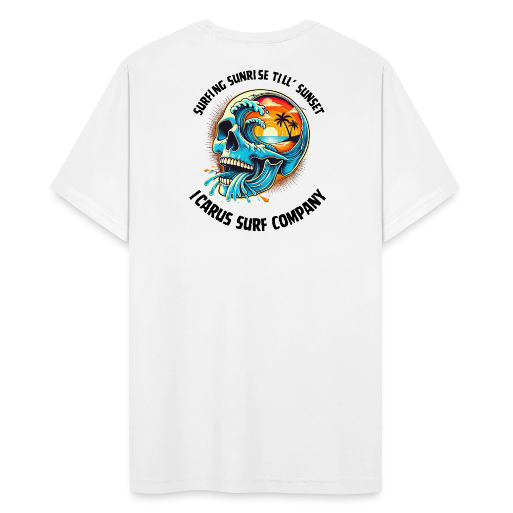 "Surfing Sunrise Till' Sunset" Performance T-Shirt - white