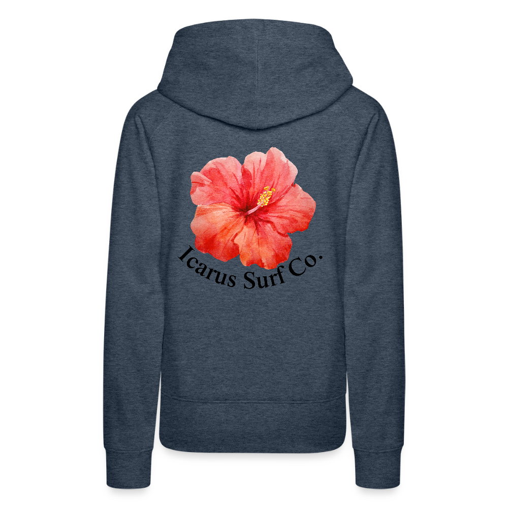 Icarus Surf Co. "Hibiscus Flower" Women’s Premium Hoodie - heather denim