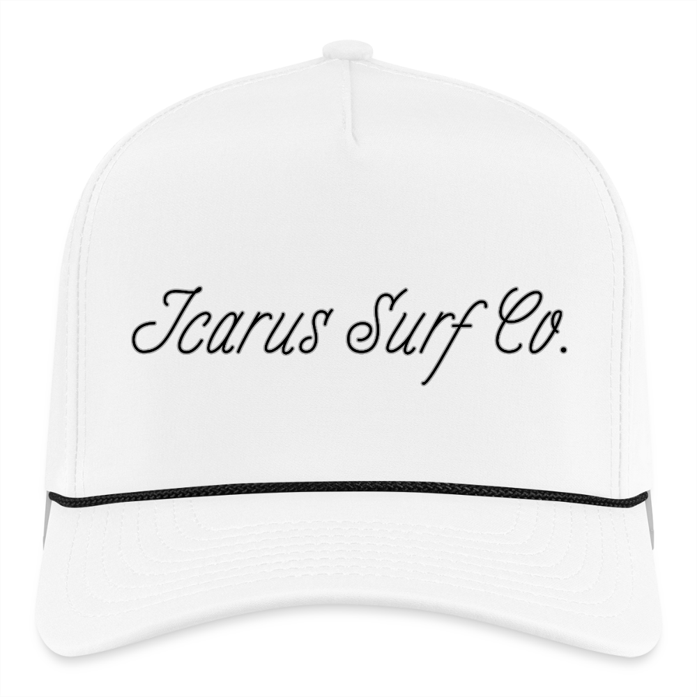 Icarus Surf Co. Cursive Rope Cap White - white/black